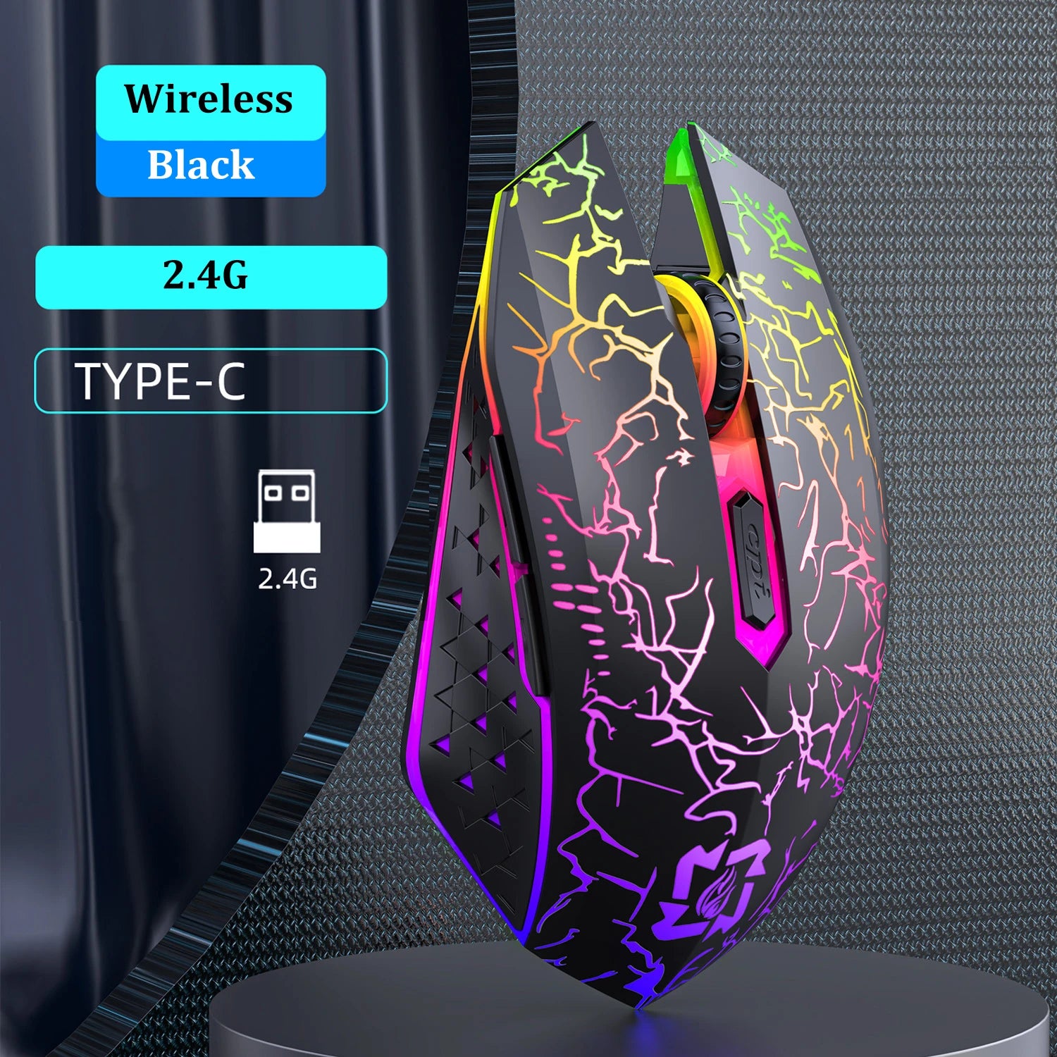 Mouse Gaming Bluetooth 5.2 RGB Dual-Mode 2.4G Wireless – 6 Butoane, Silent, Reîncărcabil
