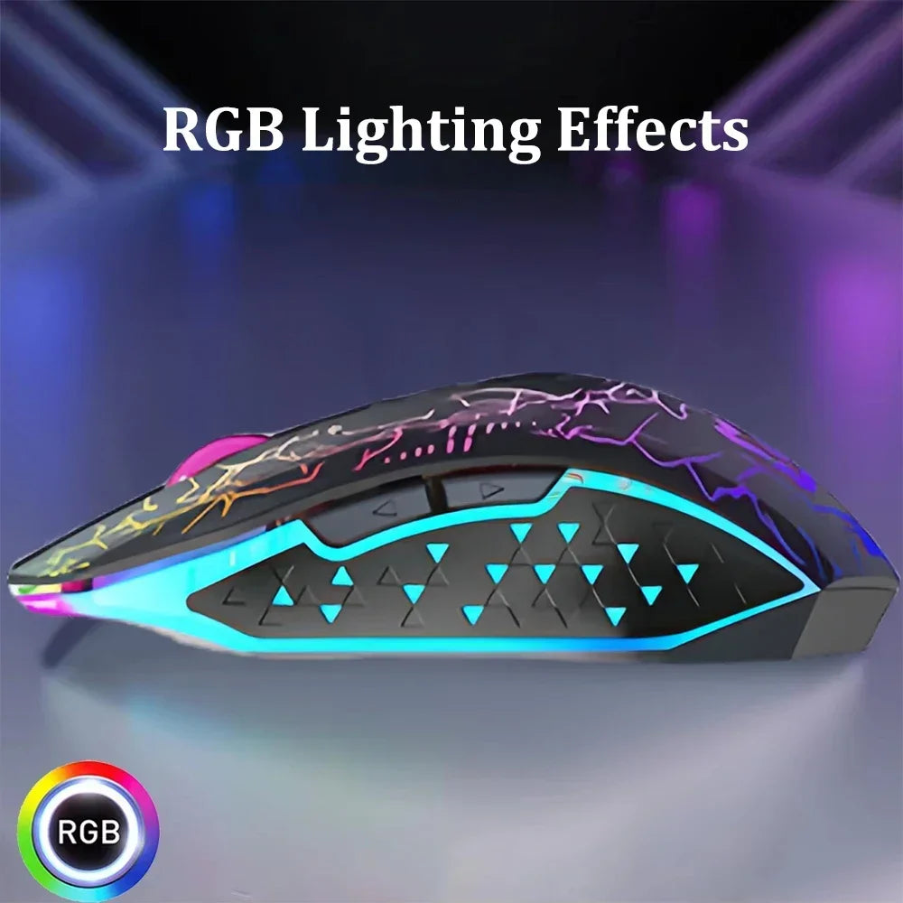 Mouse Gaming Bluetooth 5.2 RGB Dual-Mode 2.4G Wireless – 6 Butoane, Silent, Reîncărcabil
