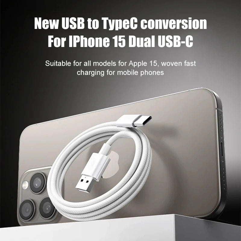 Cablu USB-C 60W încărcare Rapidă pentru iPhone 17 16 15 Pro Max – Împletit, Type-C
