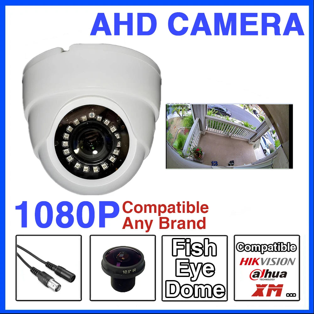 2MP AHD Panoramic Dome Camera - 165° Fisheye Lens, 1080P HD, Plug & Play, Indoor CCTV with Night Vision for Wide Area Monitoring