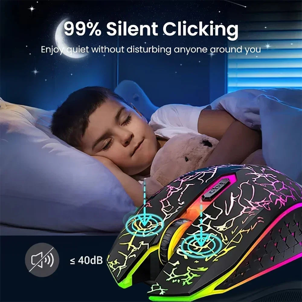 Mouse Gaming Bluetooth 5.2 RGB Dual-Mode 2.4G Wireless – 6 Butoane, Silent, Reîncărcabil