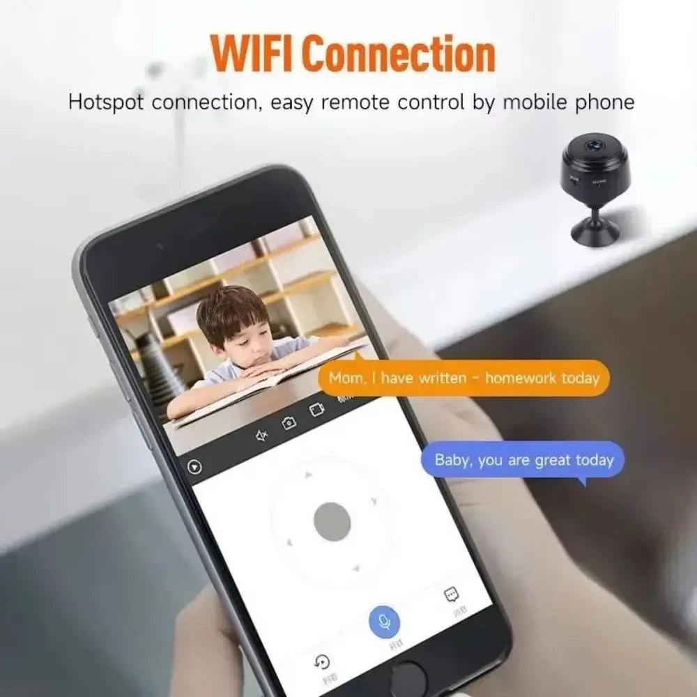 Micro Video Recorder Mini Camera Wireless Design Night Vision Two-Way Talk Camera Motion Detection Alarm System Wireless Camera