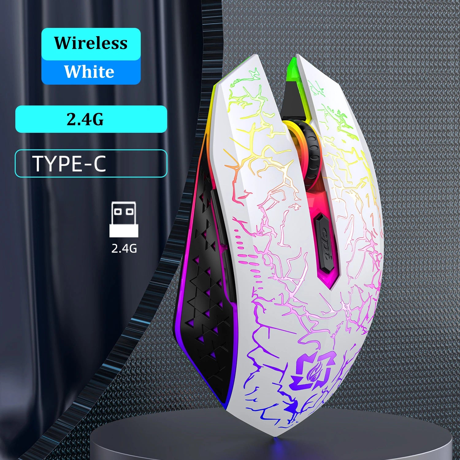 Mouse Gaming Bluetooth 5.2 RGB Dual-Mode 2.4G Wireless – 6 Butoane, Silent, Reîncărcabil