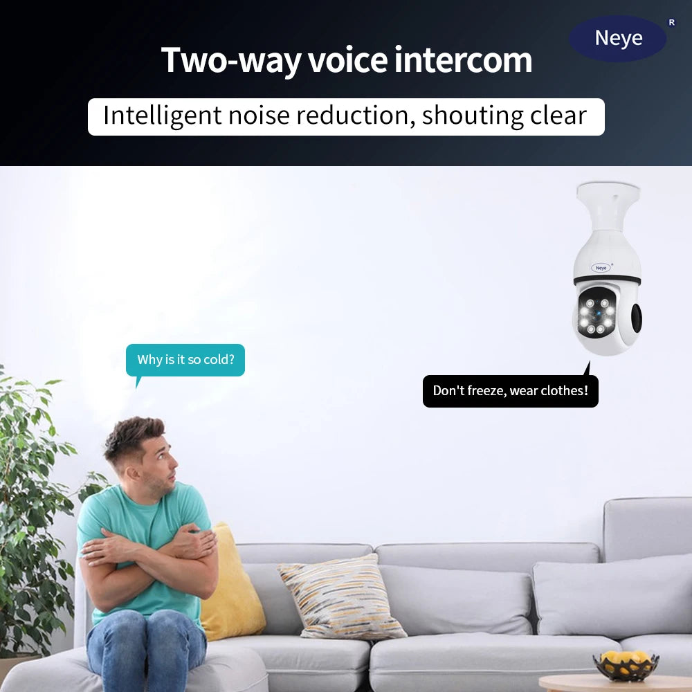 8MP 4K WiFi Home Light Bulb Camera Spotlight E27 Light Bulb Camera 360 degree Panoramic IP Camera Ai Motion Detection Security