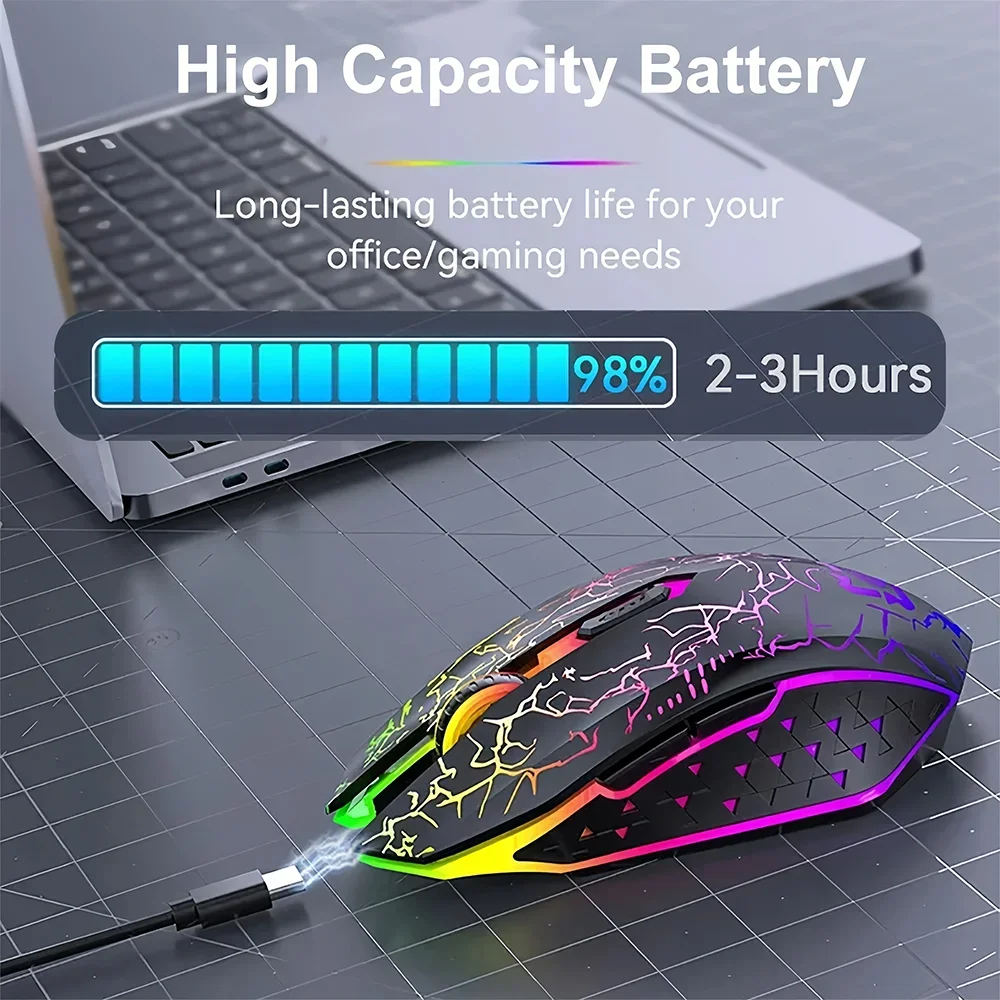 Mouse Gaming Bluetooth 5.2 RGB Dual-Mode 2.4G Wireless – 6 Butoane, Silent, Reîncărcabil