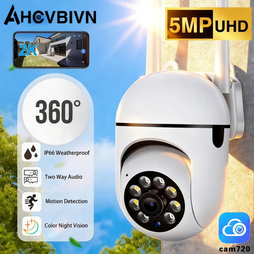 Cam720 APP 5MP PTZ IP Camera Smart Outdoor Home Security WIFI CCTV Surveillance with Color Night Vision Wireless HD 2-Way Audio