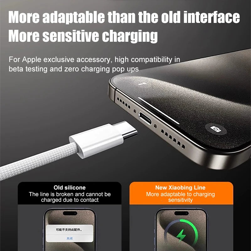 Cablu USB-C 60W încărcare Rapidă pentru iPhone 17 16 15 Pro Max – Împletit, Type-C